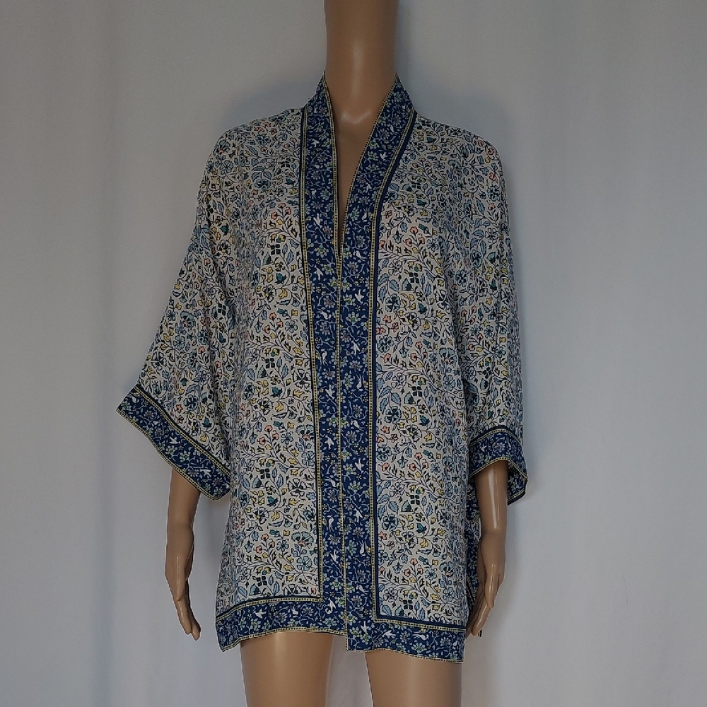 Max Studio Womens Floral Print Open Front Kimono Cardigan Multicolor‎ Size S